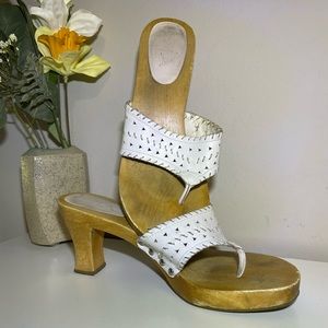 MIA 10 M Wooden Heeled Sandal White Leather Upper